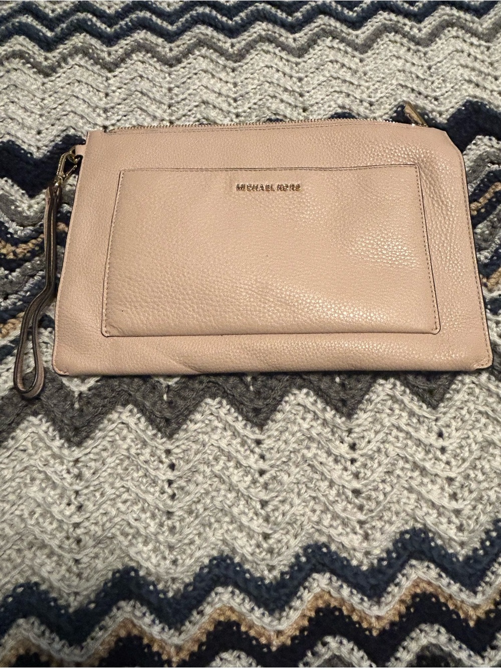 Michael Kors Blush Pink Pebbled Leather Wristlet Clutch
